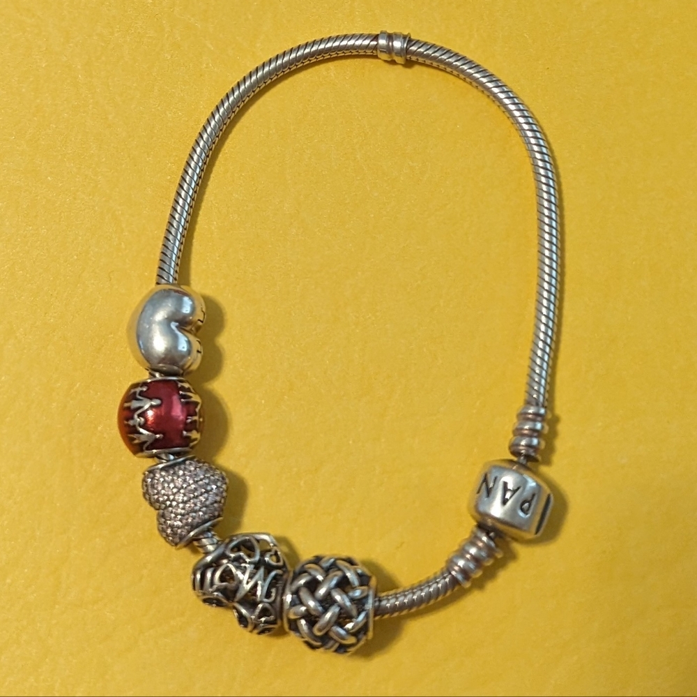 Pandora bracelet with charms